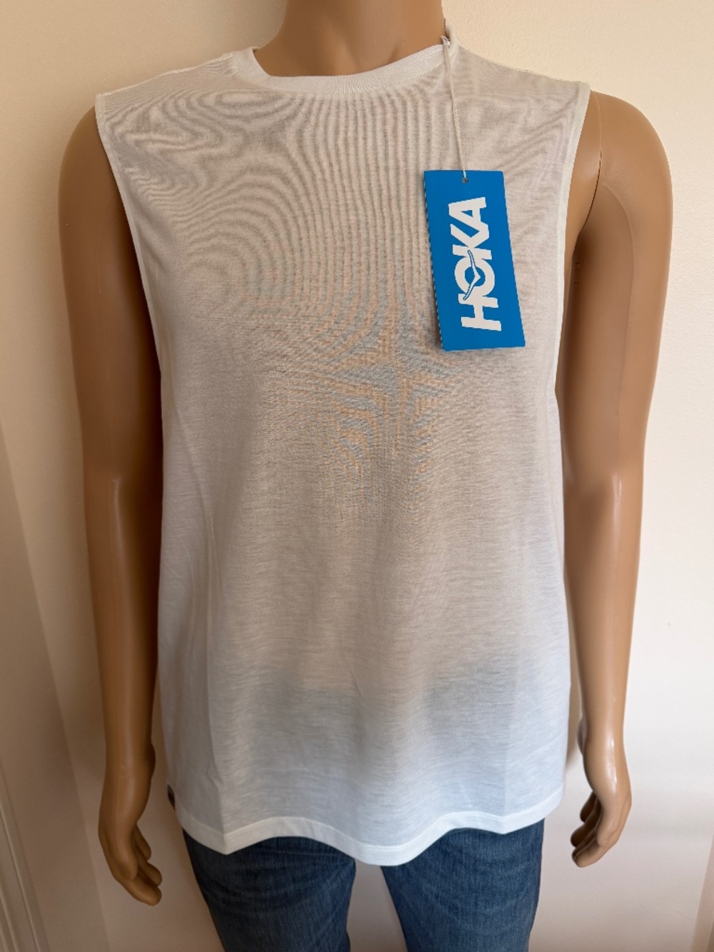 Hoka U GlideTech Sleeveless Tank Men's White DriRelease Lightweight Size M